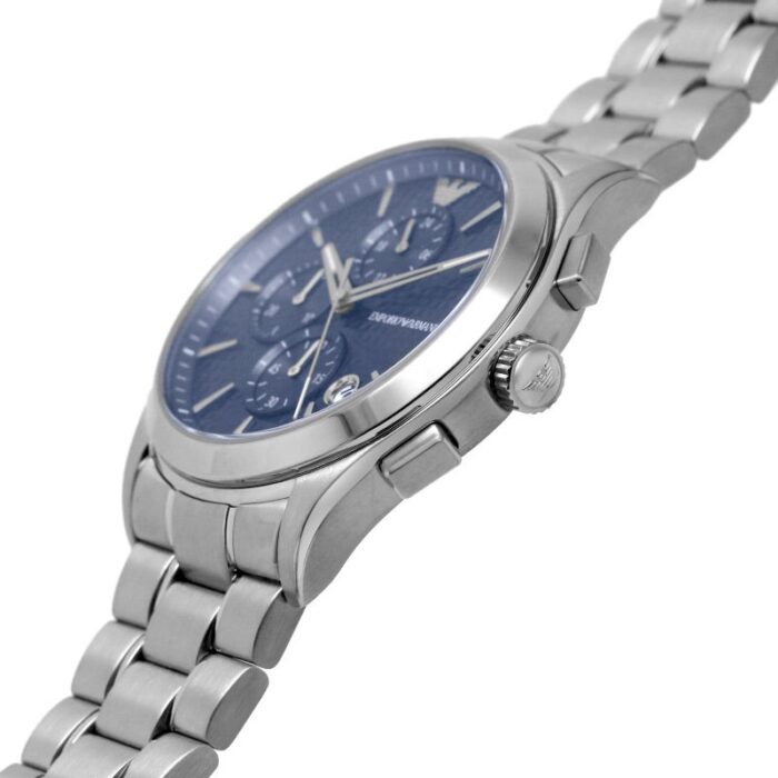 Emporio Armani Chronograph Blue Dial Silver Steel Strap Watch For Men - AR11528 - Image 4